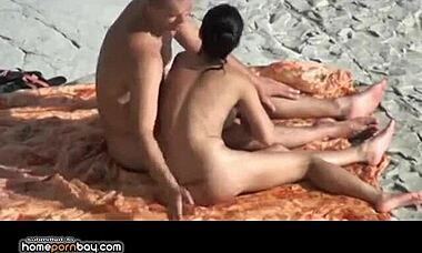 Wow! How Does This Big Tits GF Take It From Behind on the Beach So Hard?