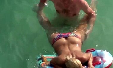 Blond girlfriend fucked hard in water, feeling so wild and crazy