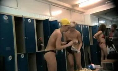 Perverted Dude Spies on Babes Changing for Swim