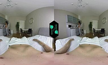 Vr Pov: Skinny Brunette Teen Rides And Blows Horny Couple In Bed
