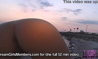 Risky public nudity with tishs amazing ass