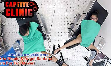 Naked Latina Aria Nicole in pre-scene hospital setup discussion.