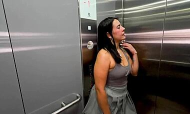 cuckold neighbor drills girl next door after flirty elevator chat. pov cum in mouth with kylei ellish!