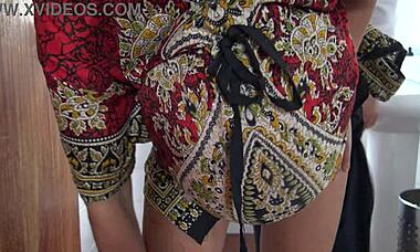 Pregnant aunty grips stepson’s monster cock, making him explode in taboo family sex