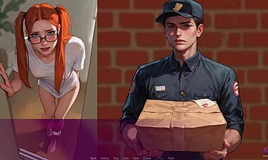 husband catches wife naked with delivery boy in 3d hentai