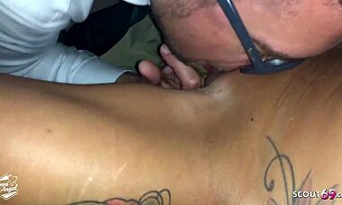 hey, german party slut licked by strangers in store?