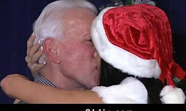 Old man gets a sexy doll to ride hard for Christmas