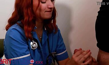 Watch sexy nurse greene wank the patient and play with his cum!
