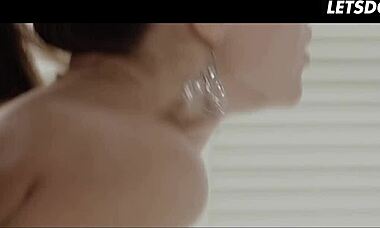 Submissive girlfriend Mary Kalisy gets sensual pussy fuck with lover in cowgirl position