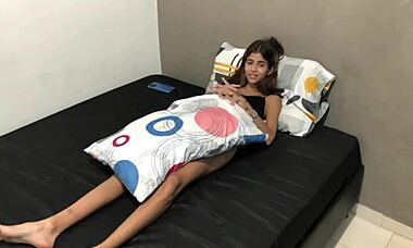 Skinny Latina Stepsister Masturbates In Room, Helped And Fucked Hard