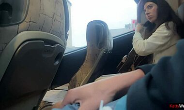 Girl Spots Dick On Bus And Helps With Hand Cum!