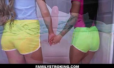 Familystroking - cute tiny 18+ teen 18+ stepdaughters family sex with big cock stepdad after practicing on sex toy - alice thunder nikki nicole london ford