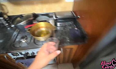 Blonde Stepmother And I Chat In Kitchen Before Fucking