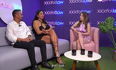 Melany Latina's hot wife gets fucked by Tommy Miller in XXXfollow sessions, her big tits and ass on display. Dani Ortiz podcasts the action.