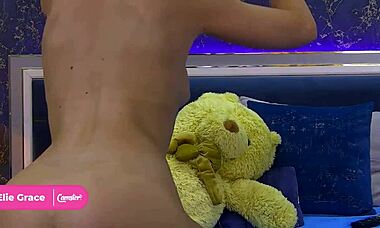 camster - elie grace - adorable brunette with dick-sucking lips strips spreads her perky ass and fingers her asshole