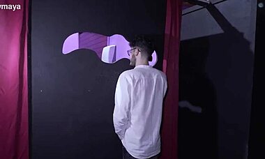 Onlymaya - behind the scene, two hot girls get fucked hard by two horny voyeurs