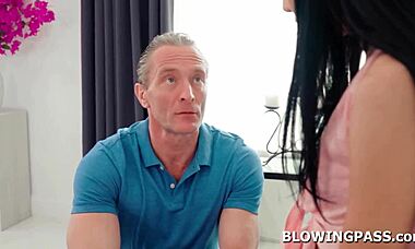 Teen stepdaughter sucking stepdad's cock!