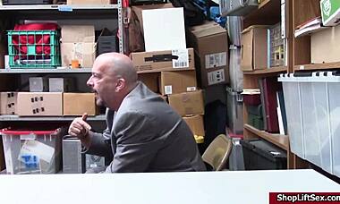 Mall Officer Boldly Fucks Teen Shoplifter In Office With Monster Cock.