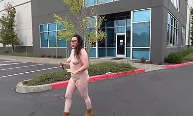 feeling shy stripping nude in public, driving off then walking back naked for clothes